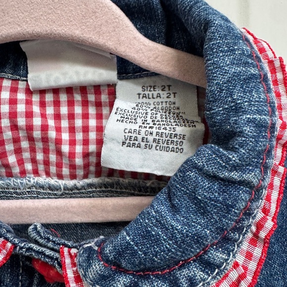 Young Hearts 2T Girls Short Sleeve Jean Jacket with Floral Strawberry Embroidery - Picture 6 of 8